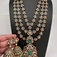 Kundan CZ Multi Layer Mehendi Polish Long Necklace